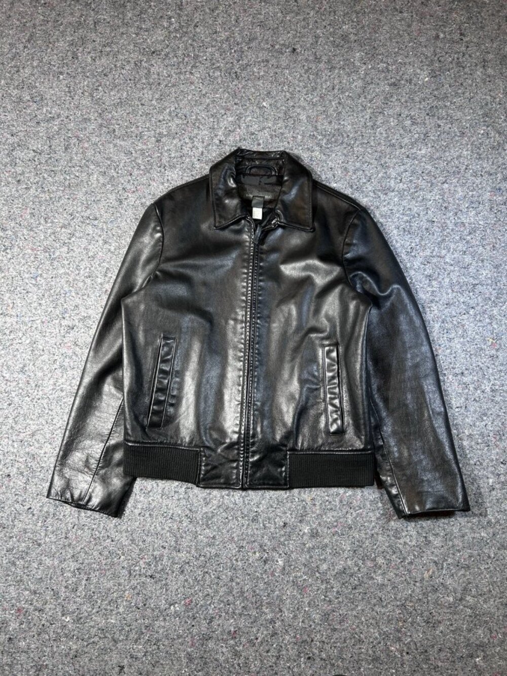 Vintage Banana Republic Mens Leather Jacket M Ribbed Knit Hem